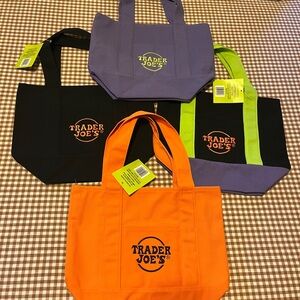 Lot of Trader Joe's Reusable mini Tote Bags Set in Halloween colors